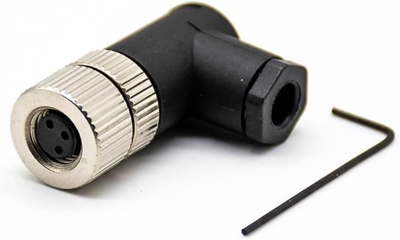 Elecbee M8 Connector Screw Type Connector Right Angle Assemble Cable Plug Unshield (3 Pin Female A-Code) - Image 1